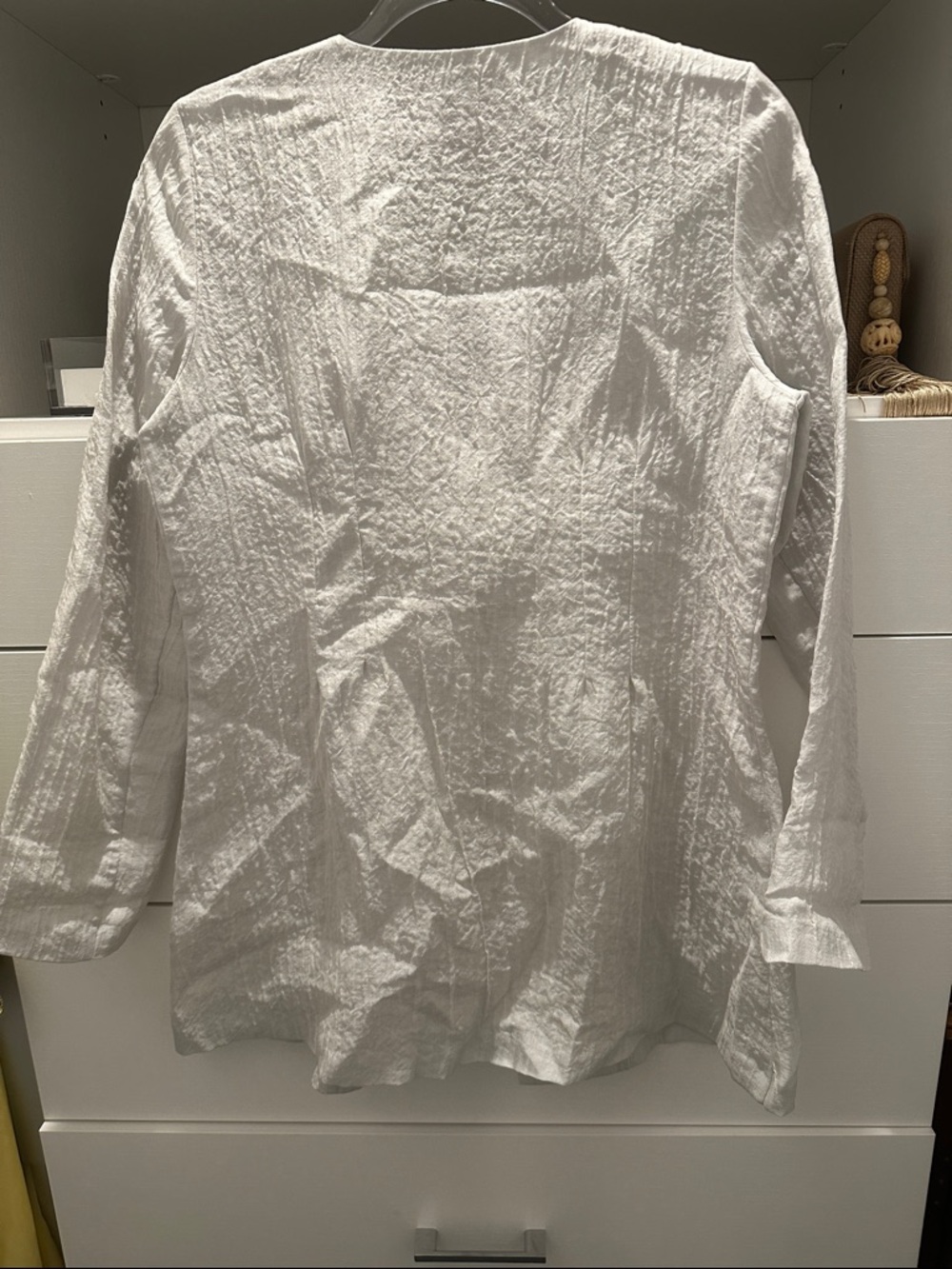 Eileen Fisher light gray crinkle jacket - Picture 6 of 7
